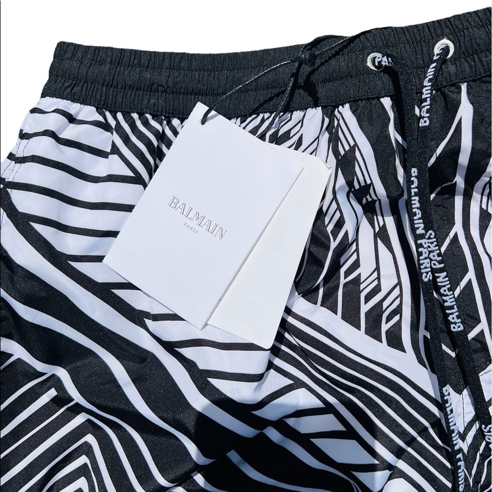 BALMAIN**Men’s Black & White Swim Shorts***Med. $445 - Picture 2 of 3